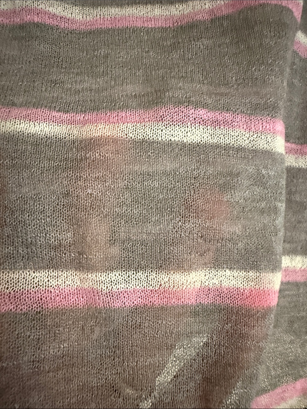 Zara Wool Lightweight Knit Gray & Pink Stripe Polo Sweater - Picture 3 of 9